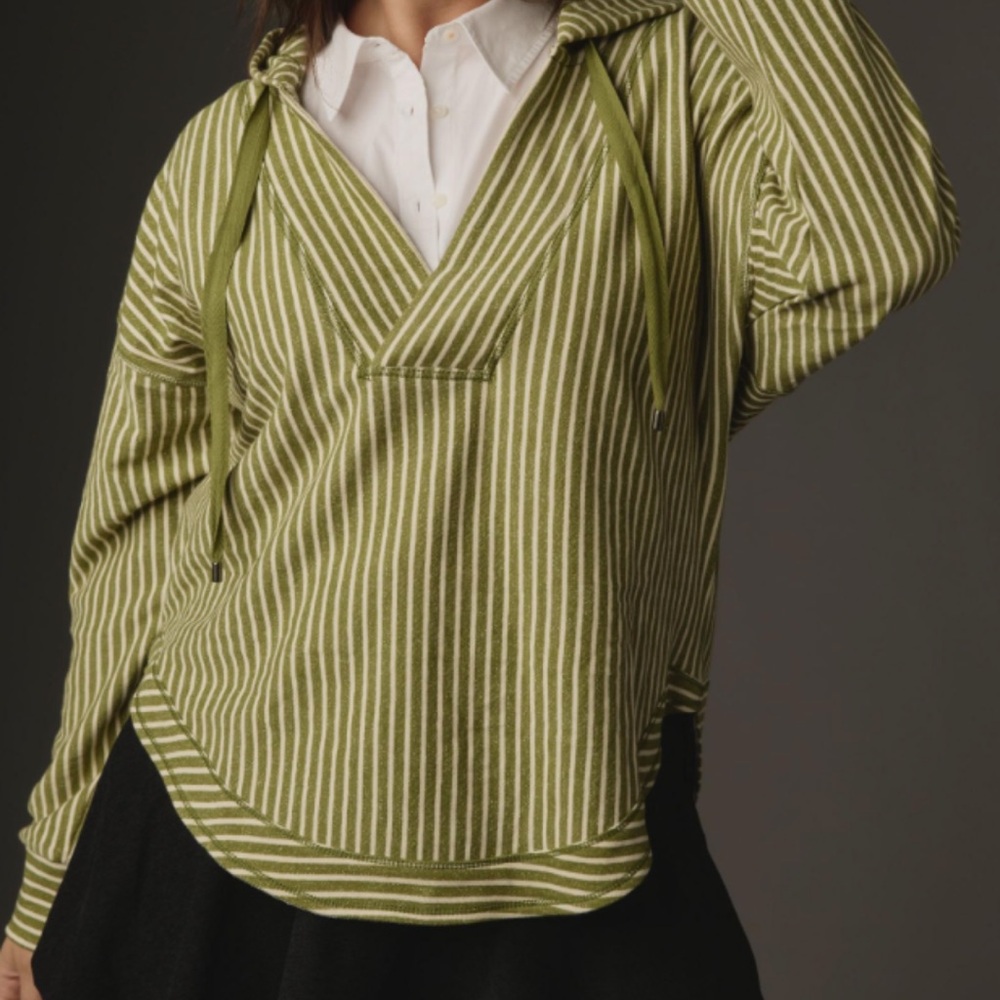 Anthropologie Pilcro Green Striped Wharfside Hoodie